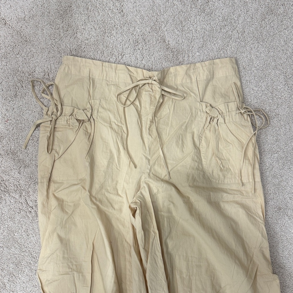 NWOT Free people Beige Drawstring Cargo Jogger Pants - Picture 2 of 4
